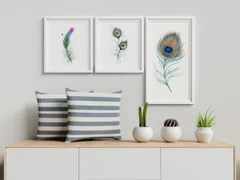 Image of a feather watercolor painting by Shayna Larsen, originals & prints available