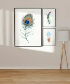 Image of a feather watercolor painting by Shayna Larsen, originals & prints available