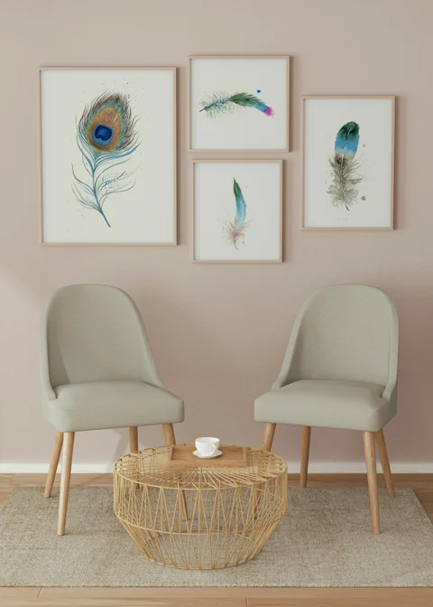 Image of a feather watercolor painting by Shayna Larsen, originals & prints available