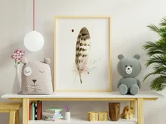 Image of a feather watercolor painting by Shayna Larsen, originals & prints available