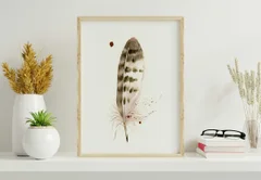 Image of a feather watercolor painting by Shayna Larsen, originals & prints available