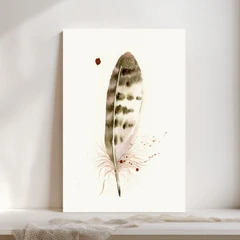 Image of a feather watercolor painting by Shayna Larsen, originals & prints available