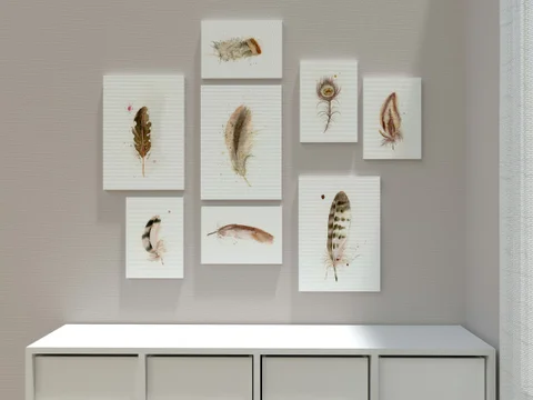 Image of a feather watercolor painting by Shayna Larsen, originals & prints available