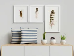 Image of a feather watercolor painting by Shayna Larsen, originals & prints available