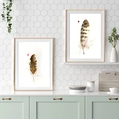 Image of a feather watercolor painting by Shayna Larsen, originals & prints available