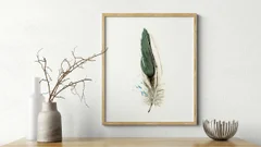 Image of a feather watercolor painting by Shayna Larsen, originals & prints available