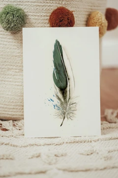 Image of a feather watercolor painting by Shayna Larsen, originals & prints available