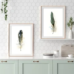 Image of a feather watercolor painting by Shayna Larsen, originals & prints available