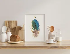 Image of a feather watercolor painting by Shayna Larsen, originals & prints available