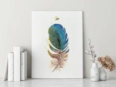 Image of a feather watercolor painting by Shayna Larsen, originals & prints available