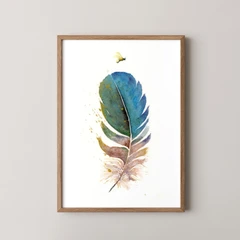 Image of a feather watercolor painting by Shayna Larsen, originals & prints available