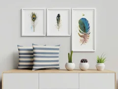 Image of a feather watercolor painting by Shayna Larsen, originals & prints available