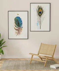 Image of a feather watercolor painting by Shayna Larsen, originals & prints available