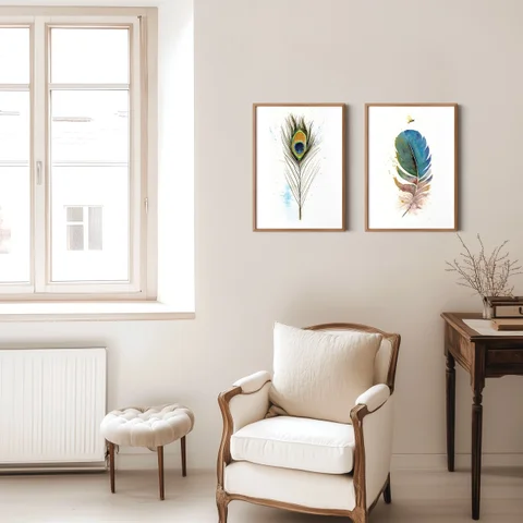 Image of a feather watercolor painting by Shayna Larsen, originals & prints available