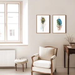 Image of a feather watercolor painting by Shayna Larsen, originals & prints available