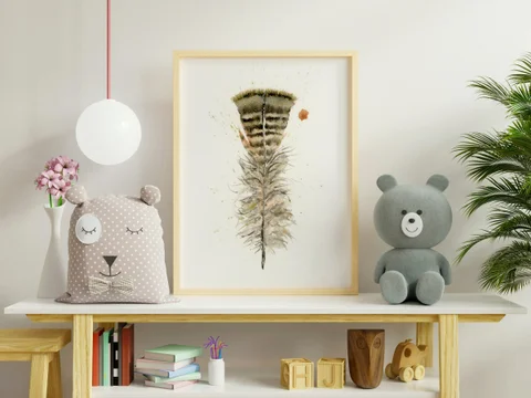 Image of a feather watercolor painting by Shayna Larsen, originals & prints available