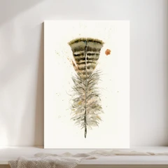 Image of a feather watercolor painting by Shayna Larsen, originals & prints available