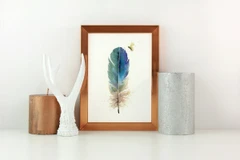 Image of a feather watercolor painting by Shayna Larsen, originals & prints available
