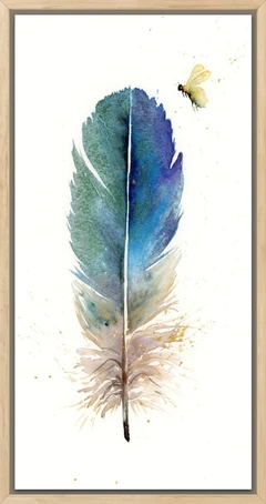 Image of a feather watercolor painting by Shayna Larsen, originals & prints available