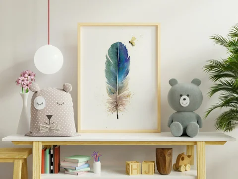 Image of a feather watercolor painting by Shayna Larsen, originals & prints available