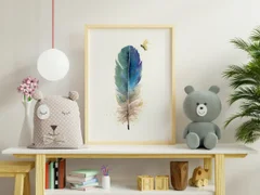 Image of a feather watercolor painting by Shayna Larsen, originals & prints available