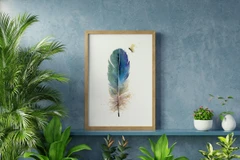Image of a feather watercolor painting by Shayna Larsen, originals & prints available
