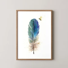 Image of a feather watercolor painting by Shayna Larsen, originals & prints available