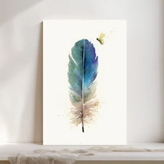 Image of a feather watercolor painting by Shayna Larsen, originals & prints available