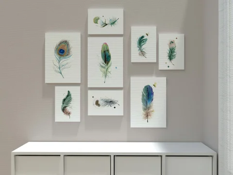 Image of a feather watercolor painting by Shayna Larsen, originals & prints available