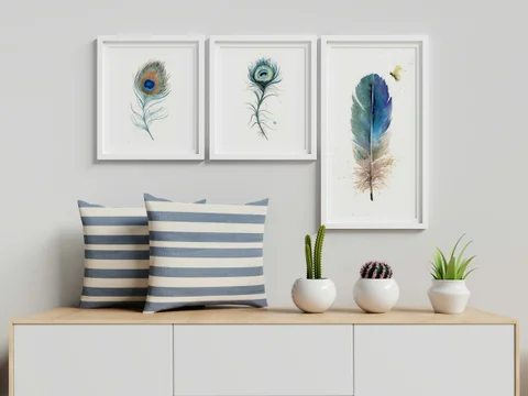 Image of a feather watercolor painting by Shayna Larsen, originals & prints available