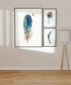 Image of a feather watercolor painting by Shayna Larsen, originals & prints available