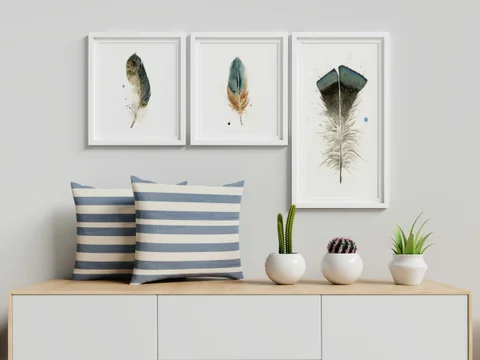 Image of a feather watercolor painting by Shayna Larsen, originals & prints available