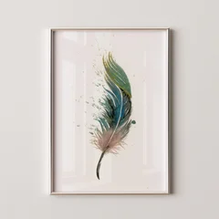 Image of a feather watercolor painting by Shayna Larsen, originals & prints available