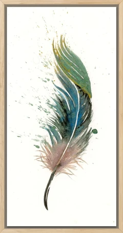 Image of a feather watercolor painting by Shayna Larsen, originals & prints available