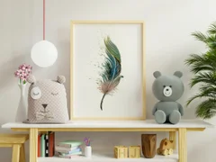 Image of a feather watercolor painting by Shayna Larsen, originals & prints available