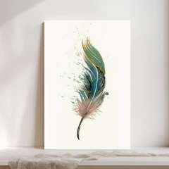 Image of a feather watercolor painting by Shayna Larsen, originals & prints available