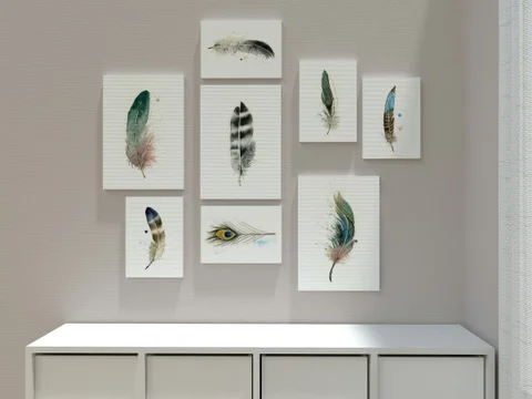 Image of a feather watercolor painting by Shayna Larsen, originals & prints available