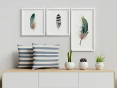 Image of a feather watercolor painting by Shayna Larsen, originals & prints available