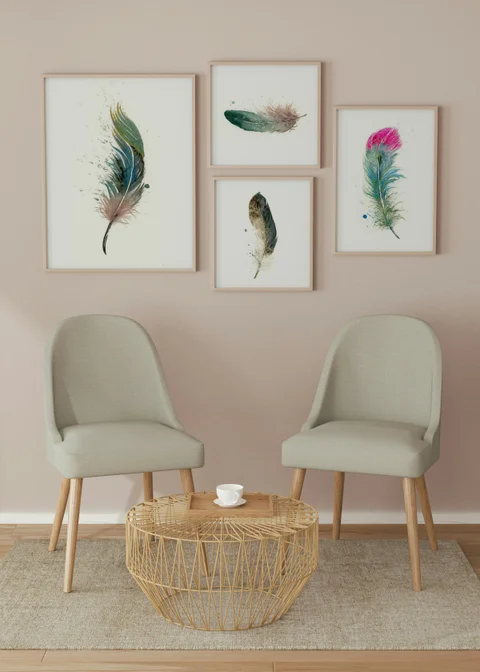 Image of a feather watercolor painting by Shayna Larsen, originals & prints available