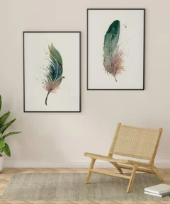 Image of a feather watercolor painting by Shayna Larsen, originals & prints available