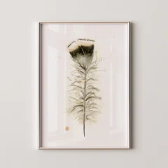Image of a feather watercolor painting by Shayna Larsen, originals & prints available