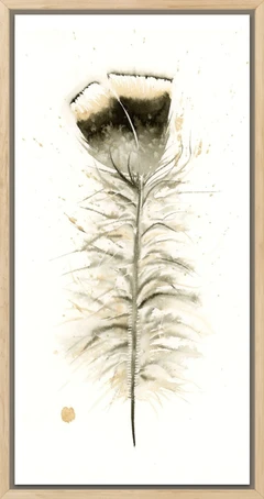 Image of a feather watercolor painting by Shayna Larsen, originals & prints available