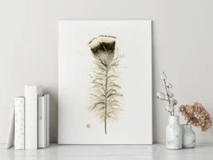 Image of a feather watercolor painting by Shayna Larsen, originals & prints available