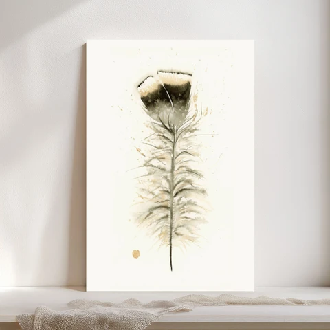 Image of a feather watercolor painting by Shayna Larsen, originals & prints available