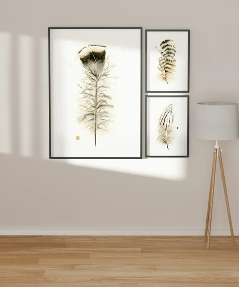 Image of a feather watercolor painting by Shayna Larsen, originals & prints available