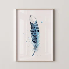 Image of a feather watercolor painting by Shayna Larsen, originals & prints available