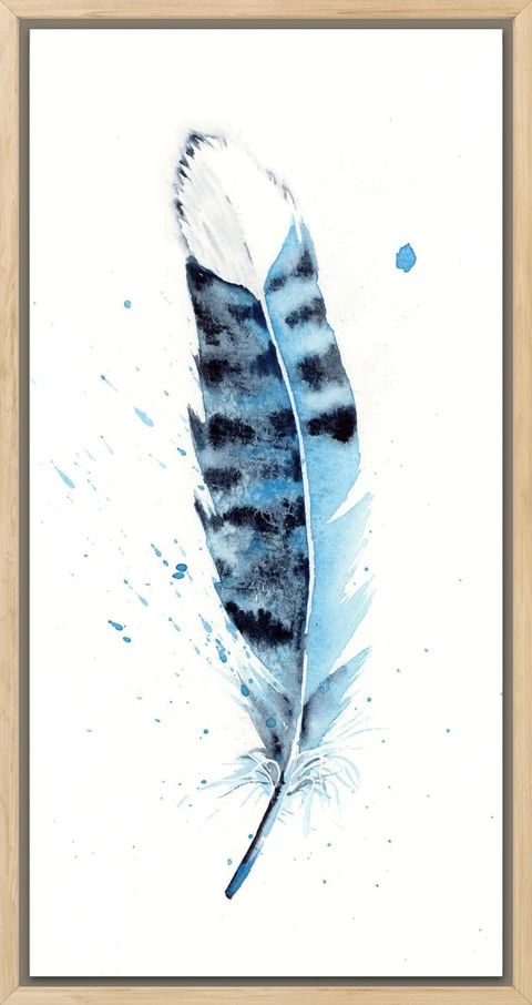 Image of a feather watercolor painting by Shayna Larsen, originals & prints available