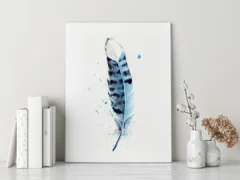 Image of a feather watercolor painting by Shayna Larsen, originals & prints available