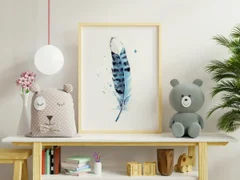 Image of a feather watercolor painting by Shayna Larsen, originals & prints available