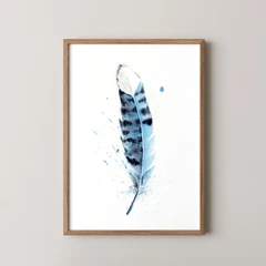 Image of a feather watercolor painting by Shayna Larsen, originals & prints available